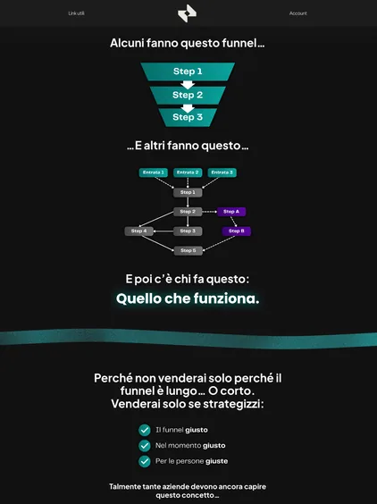 Pagina scura con due schemi di funnel a confronto