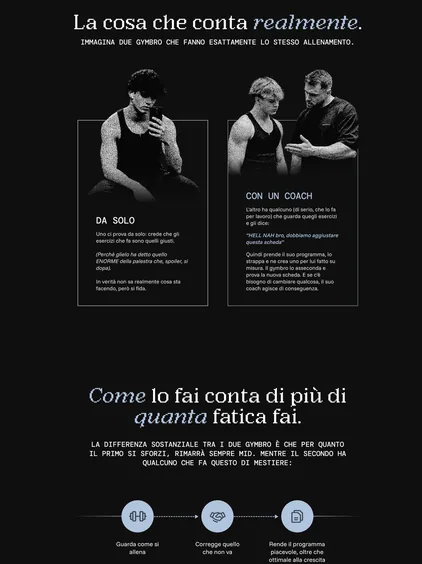 Pagina di un coach di palestra, in bianco e nero