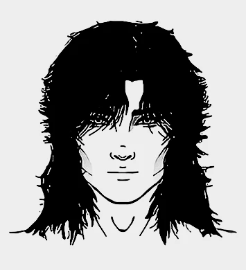 Disegno di un ragazzo con un taglio lungo e curato